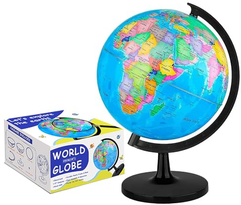 Fun Lites 25CM World Globe for Kids | DIY Assemble, Educational Rotating World Map, Large Size Decorative, Classroom Geography Teaching, Desk and Office Decoration