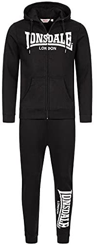 Lonsdale Men's Feeny Trainingsanzug mit Kapuze, Black/White, XL