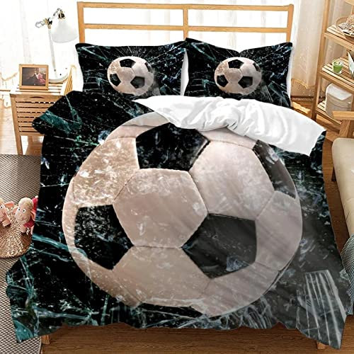 bettwäsche 160x200 Set Satin Fußball-Hintergrund Bettwäsche-Set 3 Teilig Mädchenbettwäsche · Flanell/Biber Bettbezug Deckenbezug mit Reißverschluss Weihnachten Geschenk