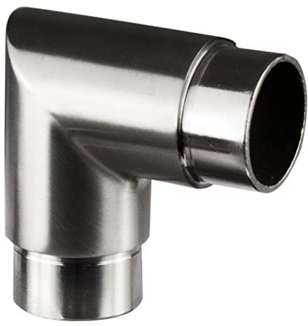 Edelstahl Eckbogen für 42,4 mm Rohre - V2A Fitting für Geländer Handlauf Balkon - Verbindung gebürstet
