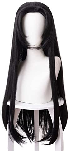maysuwell Anime-Perücke Cosplay-Perücken für Frauen, langes schwarzes Haar für Halloween, Karneval, Kostümparty mit Perückenhaube