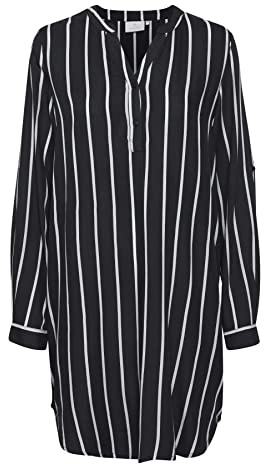 KAFFE Damen Kleid KAmarana Damen Kleid Shirt Print Lang Arm V-Ausschnitt Knopf Shirtkleid Lange Ärmel