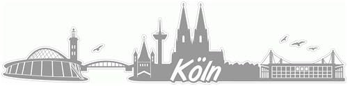 Skyline4u Köln Skyline Aufkleber Sticker Autoaufkleber City Gedruckt - 15x3,6cm grau