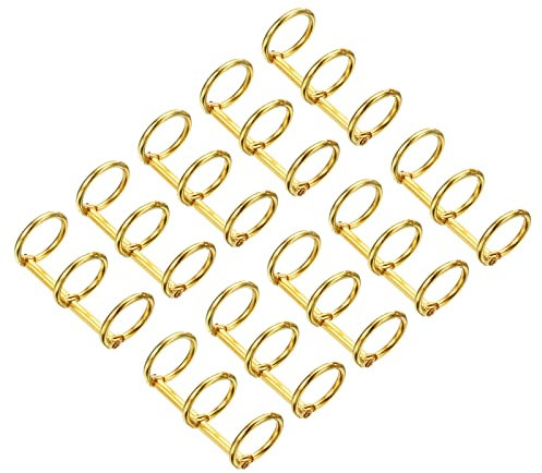 PATIKIL 0.63 Dia 3-Rings Book Rings, 10 Pack Metal Binder Rings Loose Leaf Ring Detachable for Office Desk Calendar Photo Album, Gold Tone