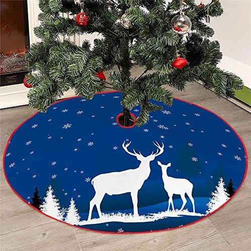 Mateju Weihnachtsbaum Rock Weihnachtsbaumdecke Groß Tannenbaum Unterlage Rund Christbaumdecke Christbaumständer Teppich Baumdecke für Weihnachtsdeko Neujahr Party (90cm,Elch)