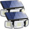 intelamp Foco Solar Exterior Luz Solar Exterior Focos Led Solares Potente 6000mAh Batería Luces Solares 1200LM con Sensor de Movimiento Garajes Luces de Jardin (2 paquetes)