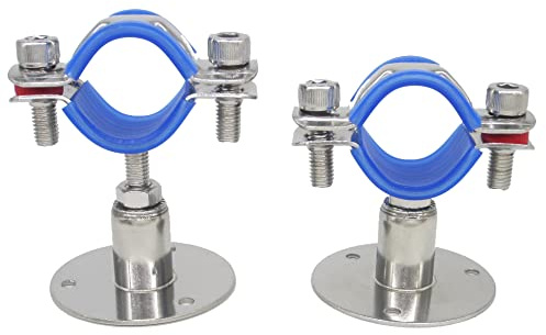Edelstahl Rohrschelle Höhenverstellbar 32mm-34mm, Kurzer Typ, 2er Set | Wand/Deckenmontage, Schwerlast, Rostfrei, Mit Befestigungsmaterial
