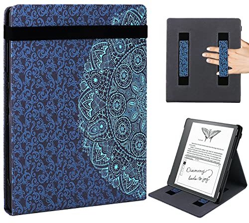 WALNEW Ständer Hülle für 10,2-Zoll Kindle Scribe 2024/2022, Premium leichte PU Leder Stand Slimshell Cover mit Zwei Handriemen, Stifthalter und Auto Schlaf/Wake für Kindle Scribe