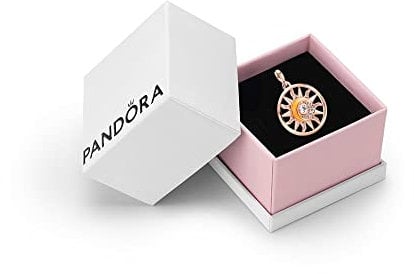 Pandora ME 14K Rose-Gold Plated Sun Power Medallion Charm With Cubic Zirconia, With Gift Box