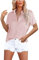 Homlan Chemisier élégant pour Femme - Col en V - Satin à Manches Courtes - Décontracté - Chemise Ample - Couleur Unie - Manches Courtes - avec Poche, Rose, XXL
