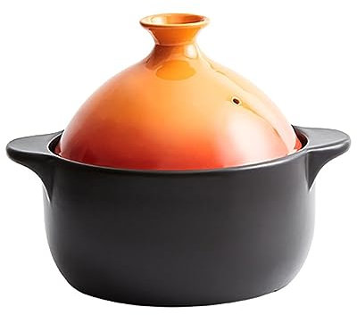 FCSHFC Cuisson Marocaine Plat Tajine Induction émaillé Marmite Cocotte Céramique Plat Tajine Antiadhésif Casserole Marmite avec Un Couvercle (Color : Orange, Size : 2.4)