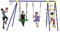 GOPLUS 5-in-1 Kinderschaukel mit Metallgestell, Schaukelset mit 2 Schaukeln bis 75 kg, Kletterleiter & Basketballkorb, Schaukelgerüst für Park, Garten, Hinterhof, 294 x 140 x 175 cm, Blau + Gelb
