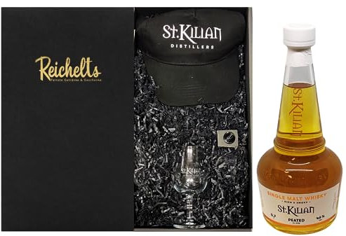 St. Kilian Single Malt Whisky Peated Rich & Smoky 0,7 l 46% + 1 x St. Kilian Tasting Glas + 1 x St. Kilian Cap + 1 x St. Kilian Button als Geschenkset in Präsentbox by Reichelts