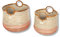 Terra Home 2er Set Aufbewahrungskörbe - stapelbar, Seegrass,rot, rund, Ø 42 cm & 34 cm, geflochten, dekorativ, mit Henkel - Korb für Aufbewahrung, Spielzeug, Kinderzimmer, Wohnzimmer, (rot)