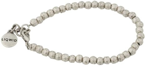 LIQWID Armband Herren Damen Genderfluid, Armband mit unregelmäßigen Metallkugeln und Antiksilber-Finish, recyceltes Material, verstellbarer Verschluss - PRODUKT 100% MADE IN ITALY (M)