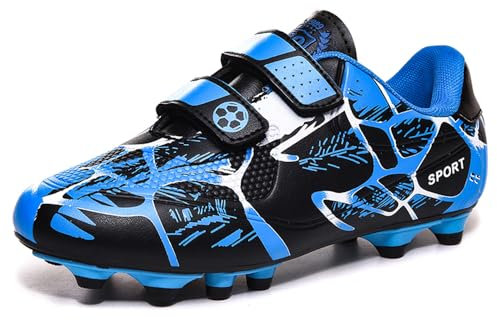AQTDUAJ Fussballschuhe 30 Jungen Mädchen Fußballschuhe Kinder Outdoor Professionelle Trainingsschuhe rutschfest Atmungsaktive Low Top Soccer Schuhe Sneaker für Unisex Blau