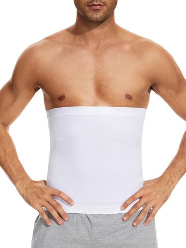 SLIMBELLE Cinturón reductor de abdomen para hombre, cinturón moldeador de abdomen, cinturón de sudoración, soporte de espalda para fitness, sauna, entrenamiento adelgazante, correr, yoga, Weiß-02., M