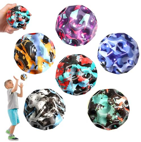 Joycabin 6 Stück Moon Ball, Sprünge Gummiball, Galaxy und Space Ball Mit Knallendem Geräusch - Flummies für Kinder und Erwachsene (Camouflage)