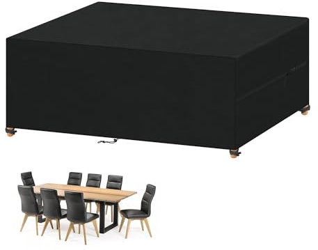 VANSHEIM Gartenmöbel Abdeckung Wasserdicht 210x110x75cm, Winterfest Abdeckplane Gartenmöbel, 420D Oxford Gewebe Abdeckhaube Gartentisch Rechteckig, Schutzhülle Tisch für Gartentisch Sitzgruppe