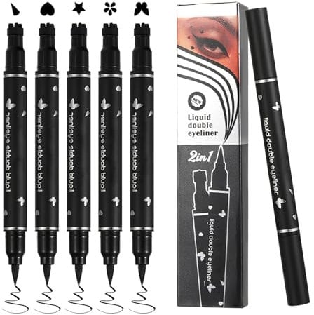 5Pcs Eyeliner Stempel Schwarzer, Doppelseitiger Flüssiger Eyeliner-Bleistift Eyeliner-Stempel Make-up, Eyeliner Schablone, Wasserdicht Lang anhaltend Schwarzer Eyeliner Bleistift