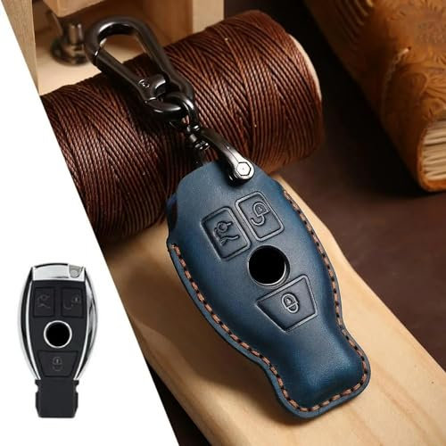 CKLS Lederschlüsselschale Autoschlüssel, Schlüsselanhänger Tasche Smart Remote Key Cover, Zinklegierung Schutz AutoschlüsselShellKeychai (für Mercedes-Benz-Serie)