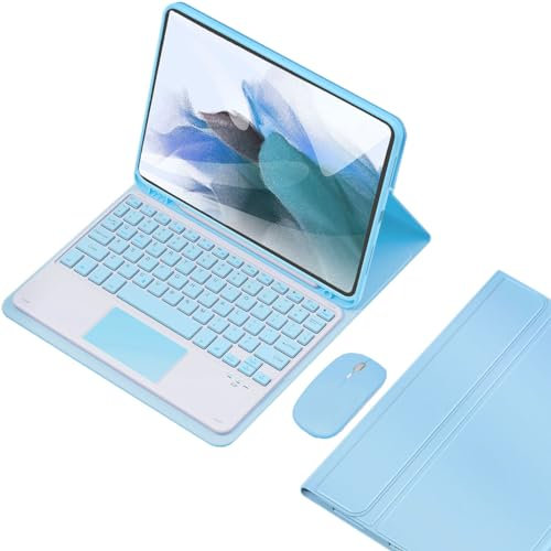 VLEAQC Keyboard Case and Mouse for Samsung Galaxy Tab S6 Lite 10.4 Inch 2024/2022, Detachable Bluetooth Trackpad Keyboard, Lightweight Folio Cover with S Pen Holder,Blue