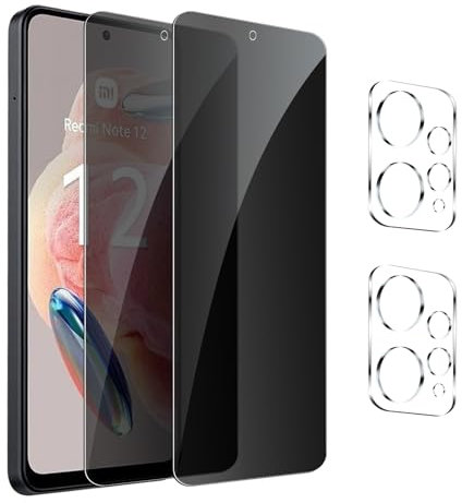 GXAYZ 【2+2 pièces】 Verre Trempé Protection Écran Anti-Espion pour Xiaomi Redmi Note 12 4G,Film de Protection en Verre Trempé, Anti-Espion,Dureté 9H