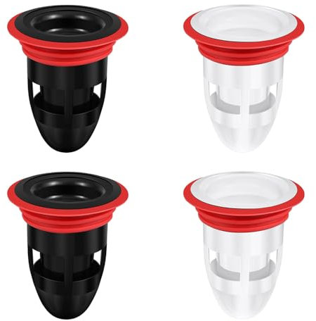 VIDSTW 4 Piezas Tapa Desague Ducha Drenaje de Piso, Atrapa Pelos Ducha Antiobstrucción, Válvula de Drenaje de 360°, Desague Antiolores Drenaje de Piso, Diseño Desmontable (Negro, Blanco)