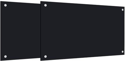 vidaXL Küchenrückwände 2 STK. Schwarz 70x50 cm Hartglas