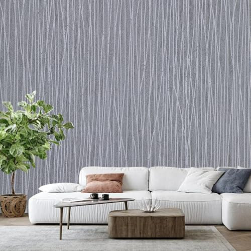 Anttyscar Dark Grey Striped Wallpaper Mix Plain Wallpaper Modern Thick Embossed Textured Wallpaper Free No Match Pattern for Adult Teenager Kid Living Room Bedroom Hallway Lounge
