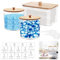 Set of 3 Clear Acrylic Laundry Pods Storage Container with Bamboo Cover and Laundry Scoop, Washing Tablets Storage Box with Laundry Labels, Laundry Jars, Home Organisation