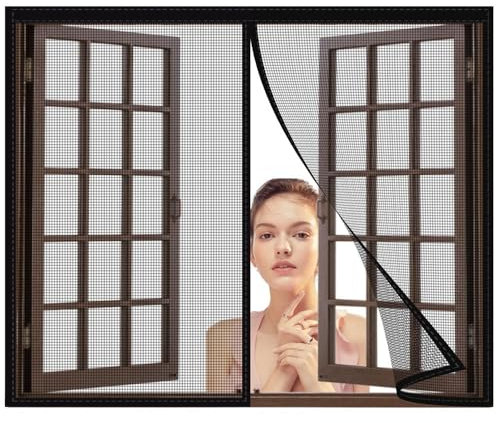 Pollenschutzgitter 210x250cm zuschneidbarer,transparenter Pollenschutz für Allergiker - für nach innen öffnende Fenster - inkl. selbstklebendem Klettband Schwarz