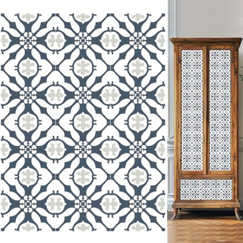 WEBEEDY 36 Stück Blaues Spanien Fliesen Aufkleber Abziehbild Selbstklebende Fliesen Aufkleber Abnehmbare Wasserdichte Wand Aufkleber Aufkleber Für Küche Badezimmer Wäsche Dusche Dekor (10x10cm)