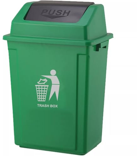 DUAS Large 30L-40L Recycling Swing Trash Can – Durable Plastic Waste Bin for Home, Kitchen, Office – 6 Color Options (Green, 40 Litres)