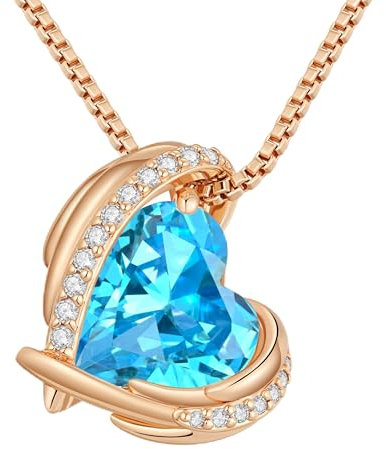 CDE Collier pendentif coeur femme en or rose, orné de cristaux bijoux cadeau pour femme mère anniversaire/Cadeau de Noël/Cadeau Saint Valentin (Or rose-12-Dec)
