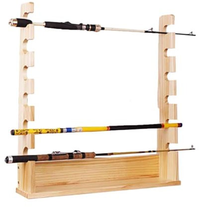 BYPIAOERZ Portacanne da Pesca Scaffale per Canna da Pesca Espositore per Canna da Pesca in Legno Porta Canna da Pesca Organizzatore per Attrezzatura da Pesca
