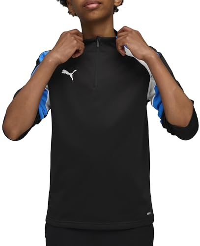 PUMA Unisex Kinder Individualliga 1/4 Zip Top Jr Hemd, Puma Schwarz-puma White-Ultra Blue, 164 EU