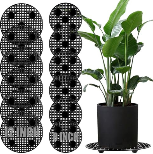 GBACHOOSE 12 Stück Topfpflanzenständer Blumentopf Ständer Drainage Mesh, 20cm/30cm Blumentopf Mesh Pads, Blumentopfgitter Rund, Bonsai Gitter, Pflanzen Untersetzer für Innen und Außenbereich, Garten