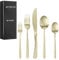 Navaris Juego de Cubiertos Dorados Acero Inoxidable - Juego de Cubiertos Dorados 12 Personas - Cubertería Dorada Acero Inoxidable - Set Cubiertos 60 Piezas - Cubertería Completa