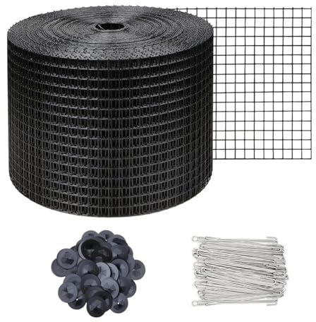 OUGPIU Vogelschutz für Solarmodule,30m*20cm Taubenabwehr Solaranlagengitter mit 100 Edelstahl-Verschlüssen,Solarmodul-Schutz mit rostfreier PVC-Beschichtung,1,27 cm Drahtrollengeflechtw
