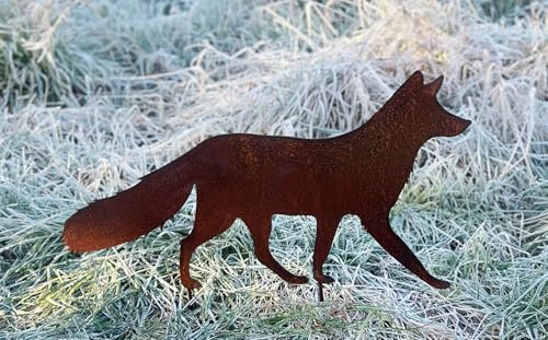 Fuchs gehend 60x32cm zum Stecken Gartenstecker Edelrost Gartendeko Wetterfest Rost Gartenfigur Metall Rostfigur Tier Waldtier