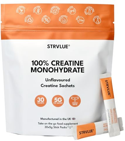 Creatine Monohydrate 30 Sachets (5g Creatine Each) – Lab-Tested – Supports Muscle Growth, Strength, Power, Cognition – Enhances Recovery – Convenient On-The-Go Supplement for Men & Women – Unflavoured