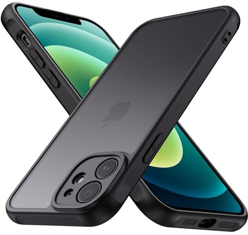 Mugust Matt Hülle für iPhone 12, Handyhülle Mattierte Durchscheinende Rückseite Schutzhülle für iPhone 12 (Schwarz)