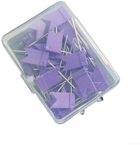 Bunte Pin-Flaggen, 50 Stück, ideal zum Basteln, Markieren von Karten und Pinnwand-Displays (lila)