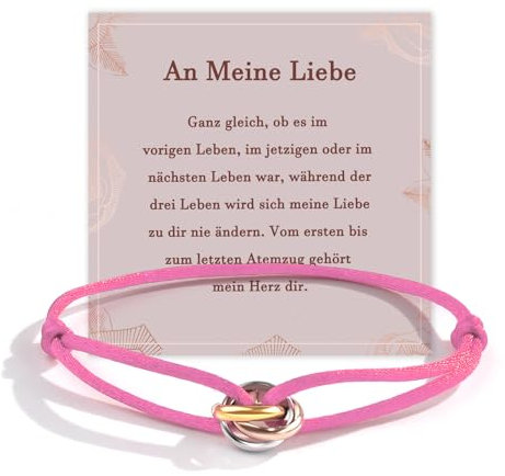 QianSiLi Pärchen Geschenke,Couple Armband Freundin,Damen Armband Herren,Hochzeitstag Geschenke Für Männer Schmuck,Ehemann Geschenk Freundin Geburtstag,Tibetisches Glücksarmband Rot(Rosa)