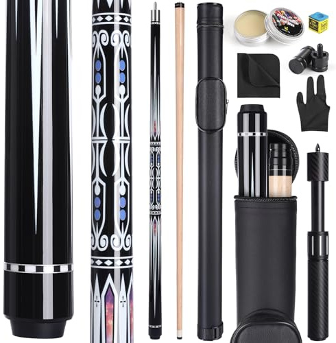 Winucue Premium Billardqueue-Set, 147,7 cm, kanadischer Ahornholzstab, 13 mm Spitze, 48 cm, 595 g, mit Pool-Queue-Tasche und Billard-Zubehör für professionelle Billardspieler, Bar, Haussport