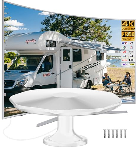 DGUPSP Antenne TV Intérieur/Exterieure TNT Puissante de Signal à Gain Élevé, Antennes TNT Exterieur, Antenne Omnidirectionnelle TNT pour Camping Car, Caravane, Fourgon, Camion, Bateau