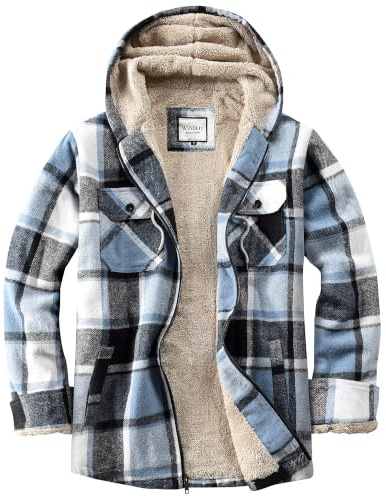 WINDFIT Damen Fleece-Flanelljacke mit durchgehendem Reißverschluss, kariert, Sherpa-Futter, Jacke für Damen