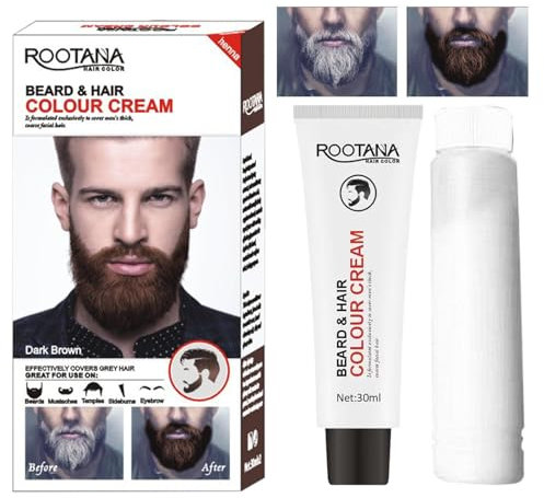 Bartfarbstoff für Männer - 60 ml lang anhaltende Farbstoff Shampoo | Praktischer Bartfarbe in Minuten | Färbung Bartcreme | Schnurrbart -Farbstoff -Kit für gesunde Gesichtsbehaarung