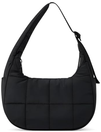 OUAYEMEL Damen-Umhängetasche, Halbmond-Nylon, mehrere Taschen, Umhängetasche, Crossbody-Tasche mit verstellbarem Riemen für Reisen, Einkaufen, Arbeit, täglichen Gebrauch, Schwarz, No